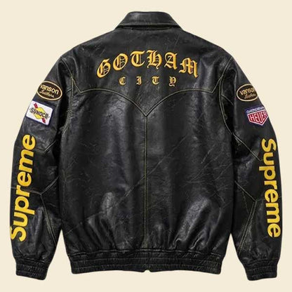 Buy Supreme Batman black leather jacket online
