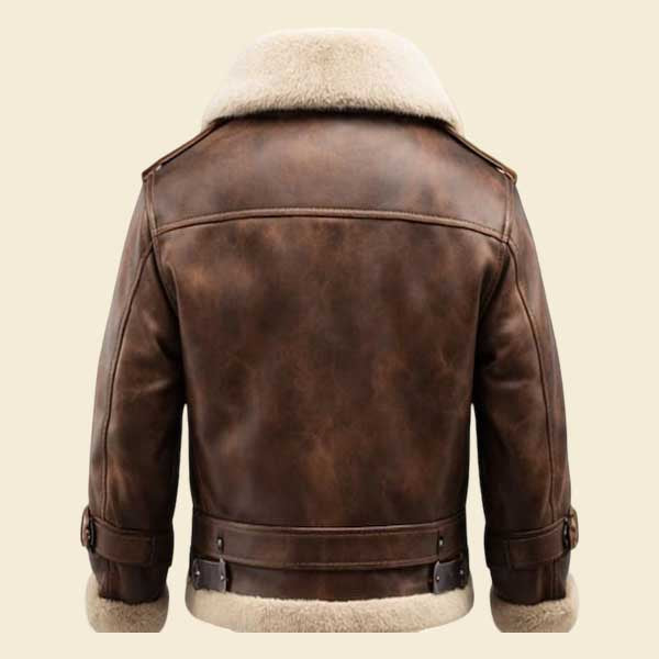 Buy brown leather aviator jacket for men winter wear