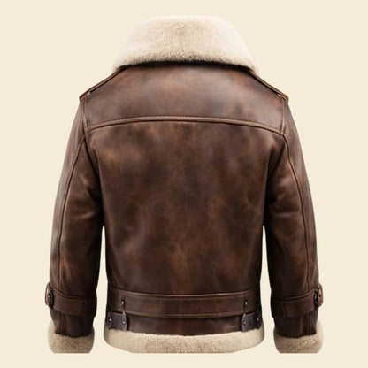 Buy brown leather aviator jacket for men winter wear