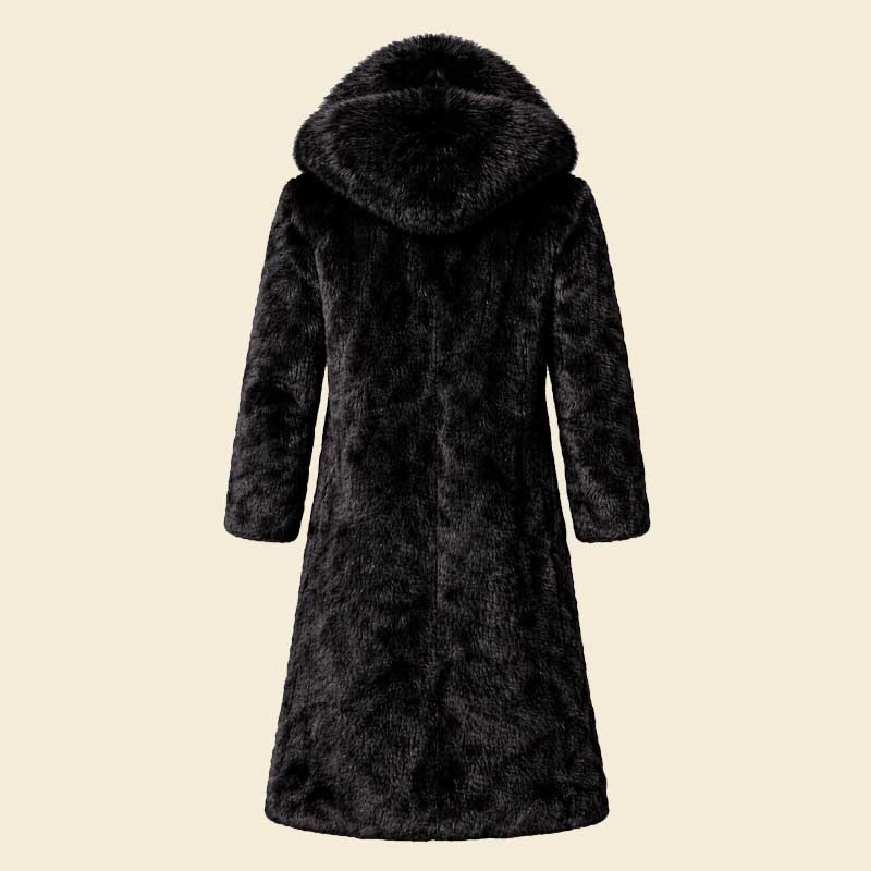 Buy mens black faux fur long coat luxury winter jacket