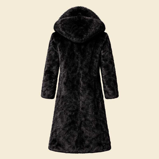 Buy mens black faux fur long coat luxury winter jacket