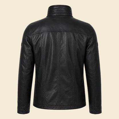 Buy mens black leather jacket real leather zip up style
