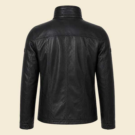 Buy mens black leather jacket real leather zip up style
