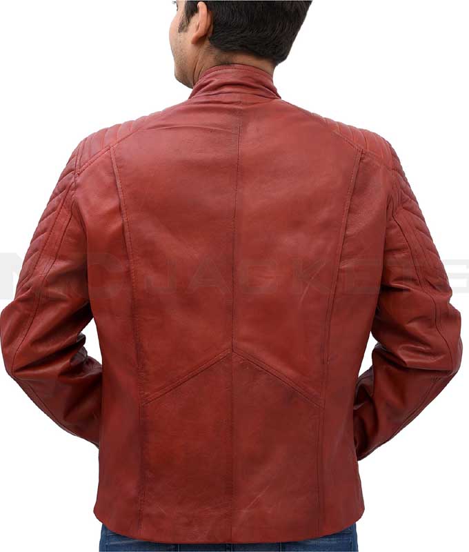 Clark Kent Smallville Red Genuine Leather Jacket with Erect Collar