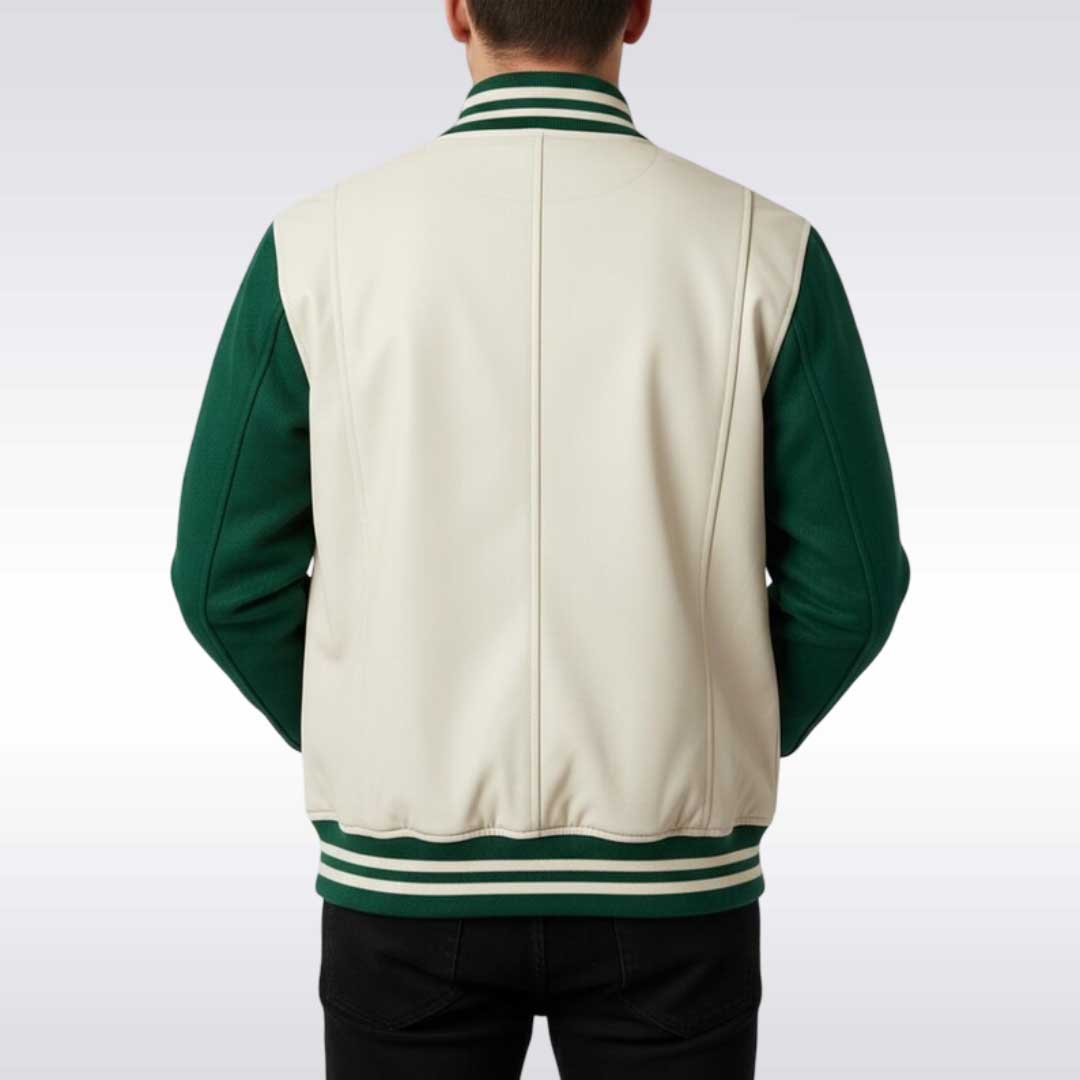 Classic College Bomber Varsity Jacket with Custom Embroidered Logo