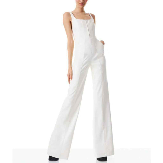 Classy White Leather Jumpsuit for Women