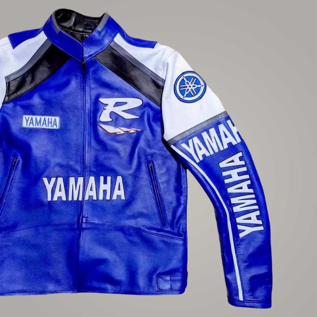 Close Up of Reinforced Stitching and Protective Padding Pockets on Yamaha Racing Jacket by Jackets Kingdom