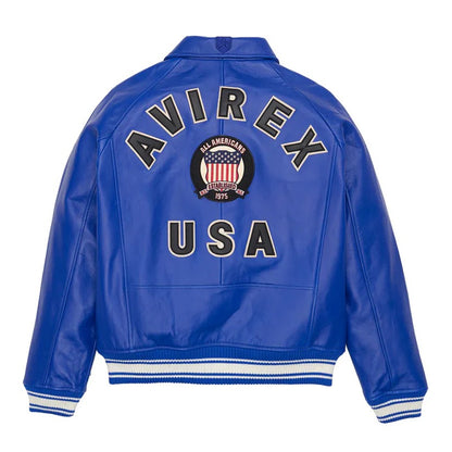 Cobalt Avirex Leather Icon Bomber Jacket