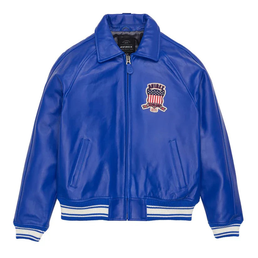 Cobalt Avirex Leather Icon Bomber Jacket