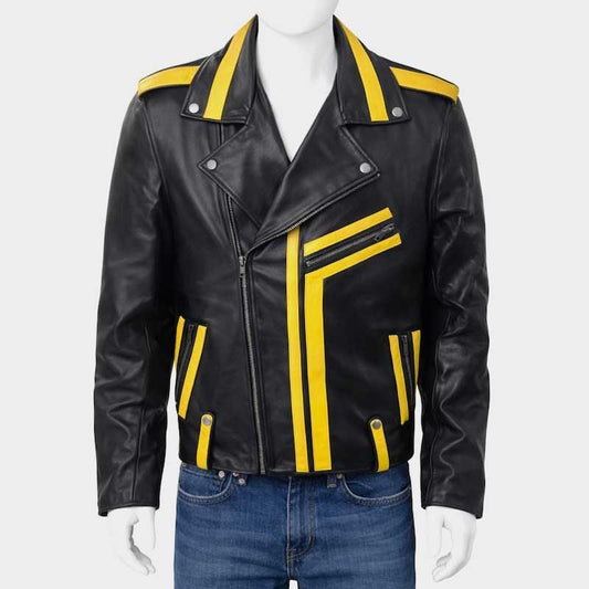 Conan Gray Never Ending Stars black leather jacket with lapel collar and zipper closure