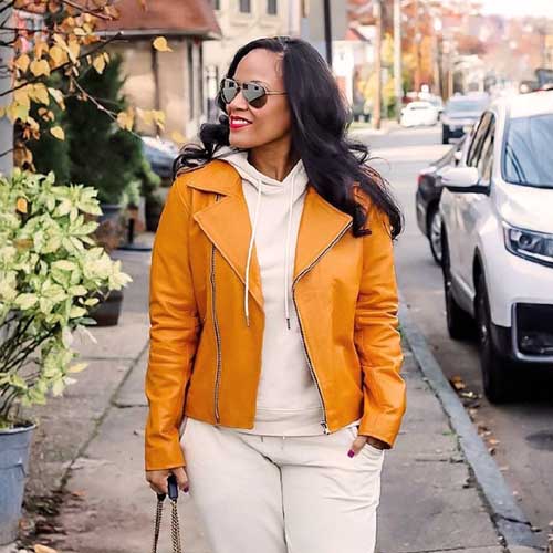 Custom Orange Leather Jacket Women by Jackets Kingdom