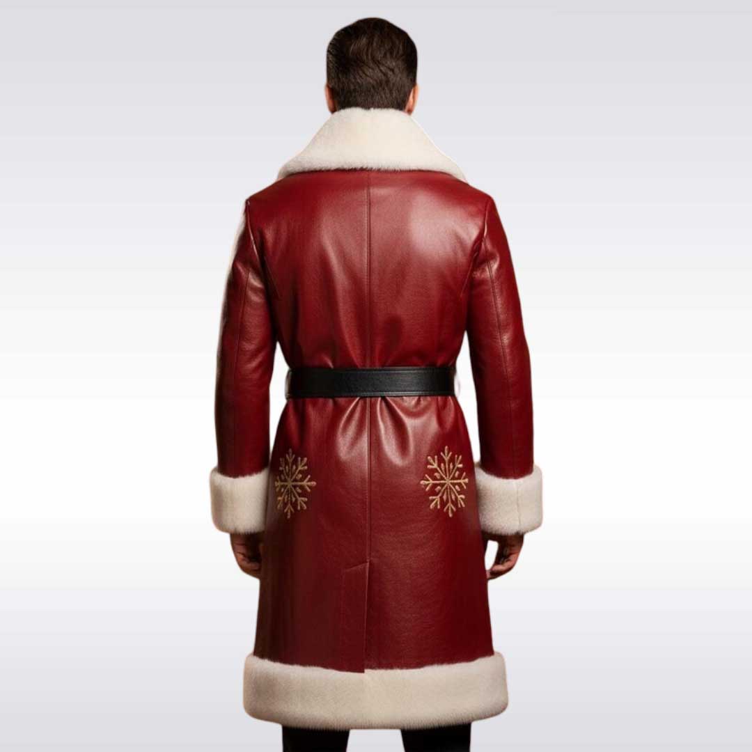 Customized Santa Inspired Red Leather Duster Christmas Coat