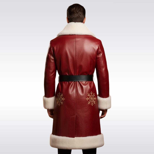 Customized Santa Inspired Red Leather Duster Christmas Coat