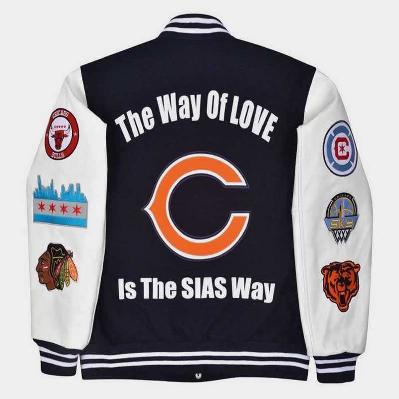 Custom letterman jacket featuring personalized patches, logos and initials placement options