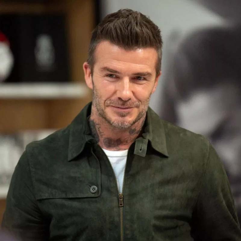 David Beckham Green Suede Bomber Leather Jacket for Men