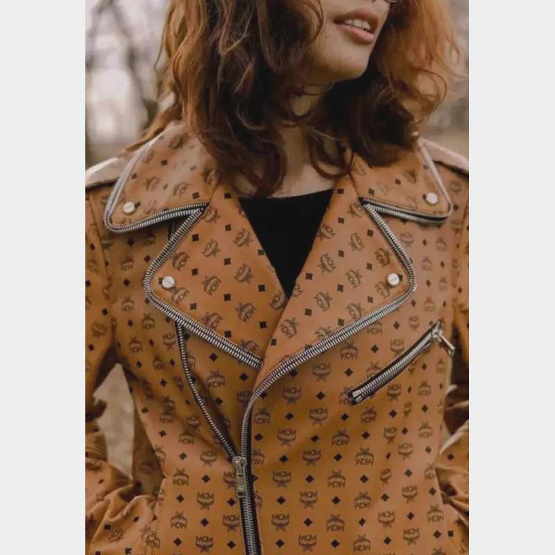 Designer inspired women's genuine leather motorcycle racing jacket full body by Jackets Kingdom