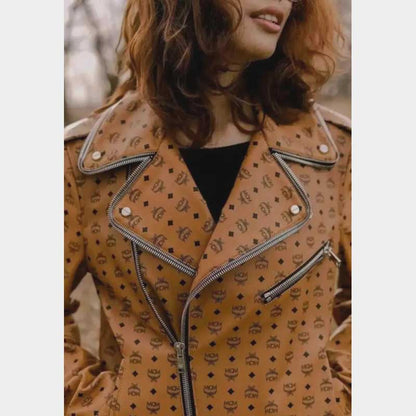 Designer inspired women's genuine leather motorcycle racing jacket full body by Jackets Kingdom