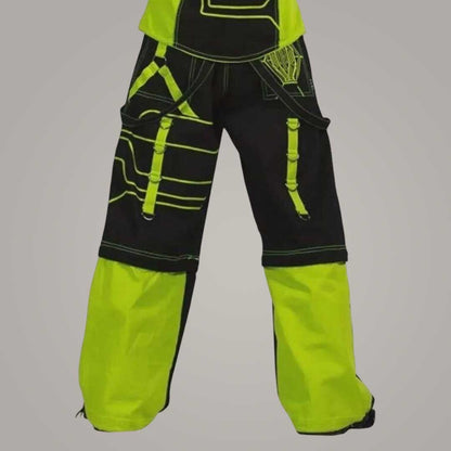 Detachable Convertible Cyberpunk Neon Cargo Pants Back View by Jackets Kingdom
