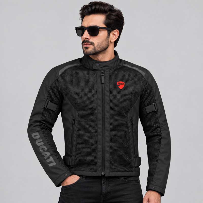 Ducati Cordura mesh motorcycle jacket with CE armor for men