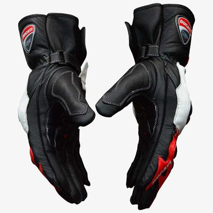 Ducati Corse Cowhide Leather Racing Gloves with Carbon Knuckle Armor