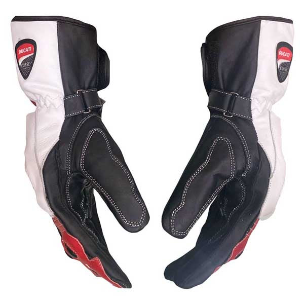 Ducati Corse Leather Motorcycle Racing Gloves with Hard Knuckle Protection