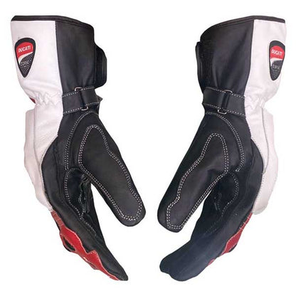Ducati Corse Leather Motorcycle Racing Gloves with Hard Knuckle Protection