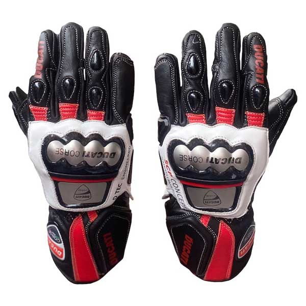 Ducati Corse Racing Leather Gloves Black Red White