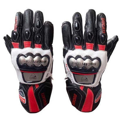 Ducati Corse Racing Leather Gloves Black Red White