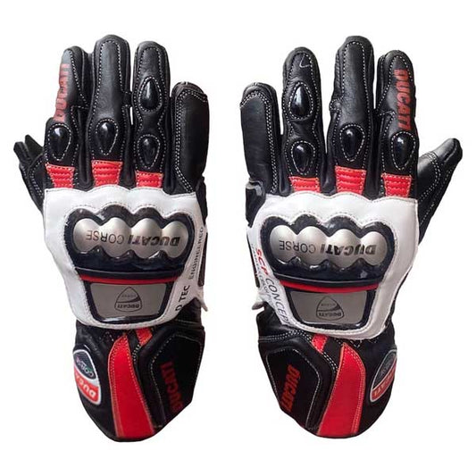 Ducati Corse Racing Leather Gloves Black Red White