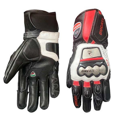Ducati Corse Racing Leather Gloves Black Red White