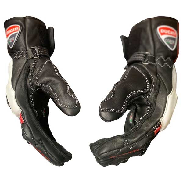 Ducati Corse Racing Leather Gloves Black Red White