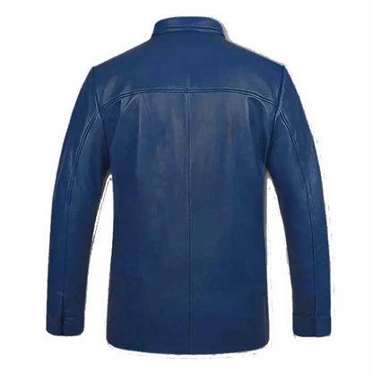 Elvis Presley Speedway Blue Leather Jacket with White Stripes