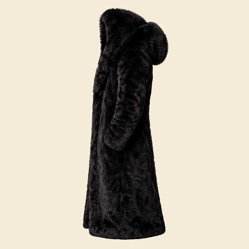 Full length black fur coat for men winter wear
