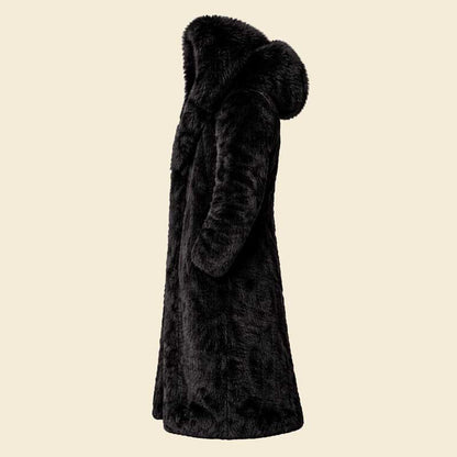 Full length black fur coat for men winter wear