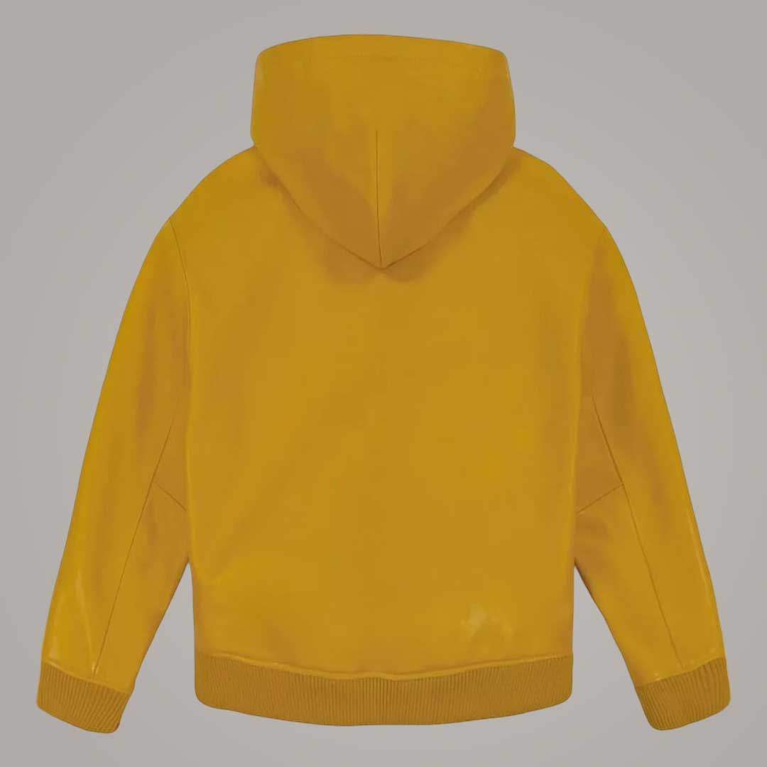 Genuine Nappa Leather Bomber Hoodie with Embroidered Avirex Script Logo by Jackets Kingdom