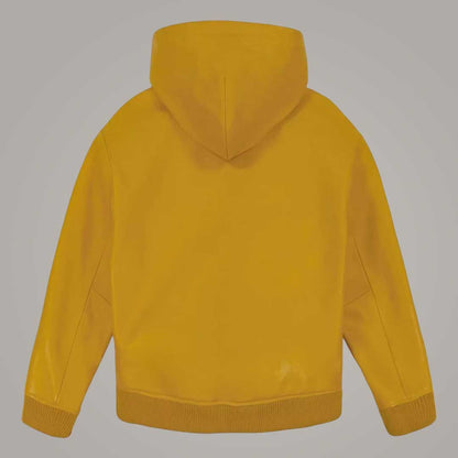 Genuine Nappa Leather Bomber Hoodie with Embroidered Avirex Script Logo by Jackets Kingdom