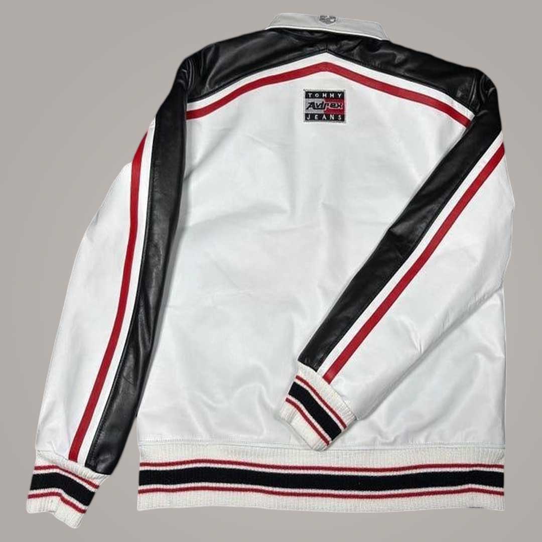 Genuine Sheepskin Leather Bomber with Tommy Jeans and Avirex Embroidered Patches by Jackets Kingdom