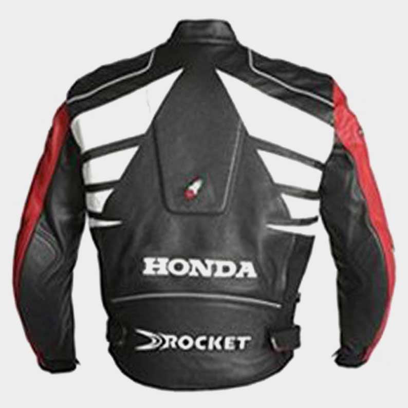 Genuine cowhide leather Honda racing jacket in red and black colors by Jackets Kingdom