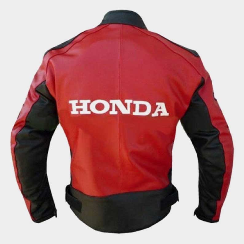 Genuine cowhide leather Honda racing jacket with unique wing design by Jackets Kingdom