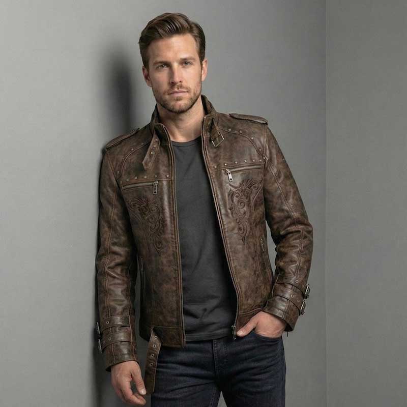 Genuine sheep leather gothic coat featuring metal hardware and vampire inspired styling