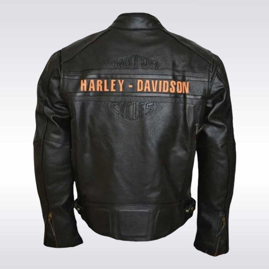 Bill Goldberg Harley Davidson Black Leather Motorcycle Jacket