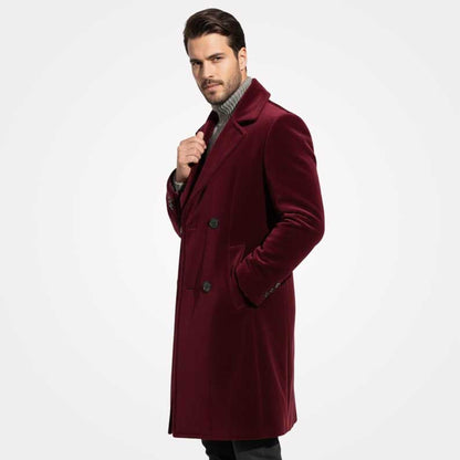 Gothic formal velvet coat in rich burgundy with button closure by Jackets Kingdom