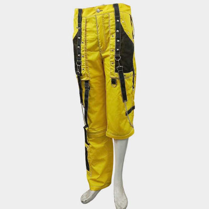 Gothic techwear pants with contrasting mesh panel detail by Jackets Kingdom
