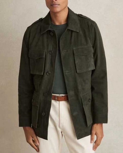 Green Field Mens Real Suede Leather Jacket