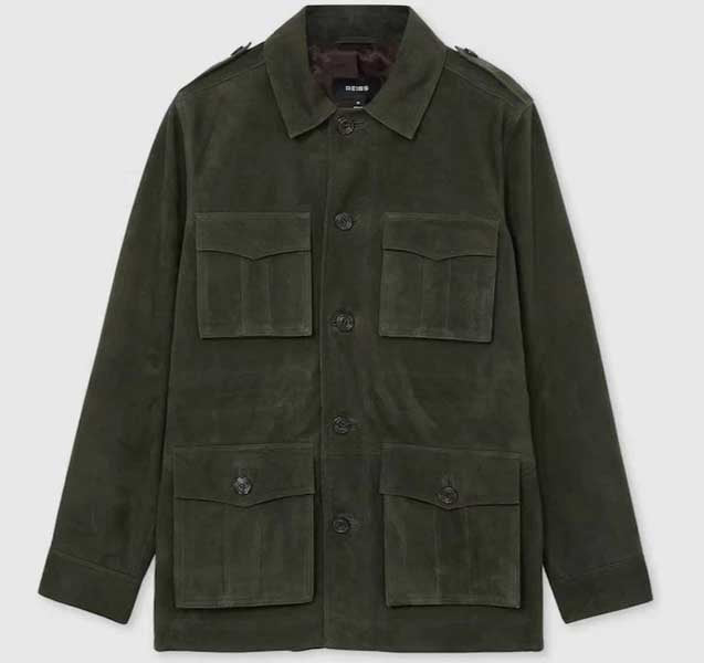 Green Field Mens Real Suede Leather Jacket