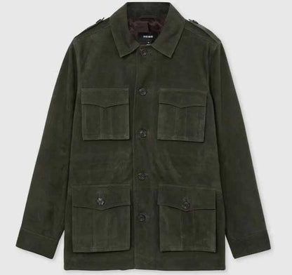 Green Field Mens Real Suede Leather Jacket