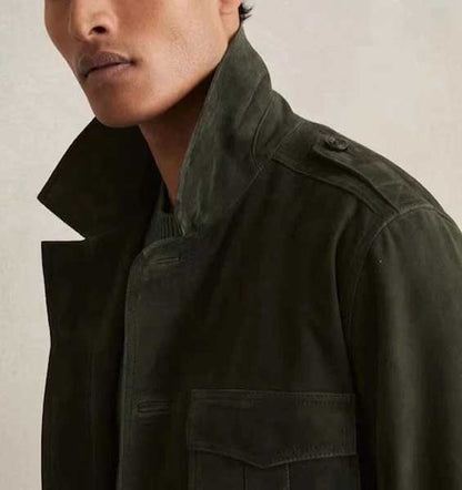 Green Field Mens Real Suede Leather Jacket