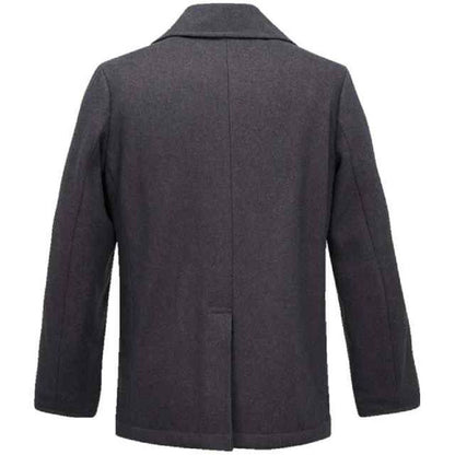 Grey Wool Double Breasted Pea Coat