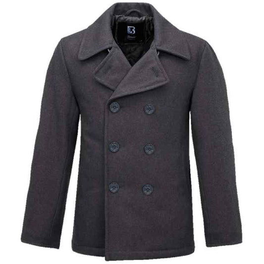 Grey Wool Double Breasted Pea Coat
