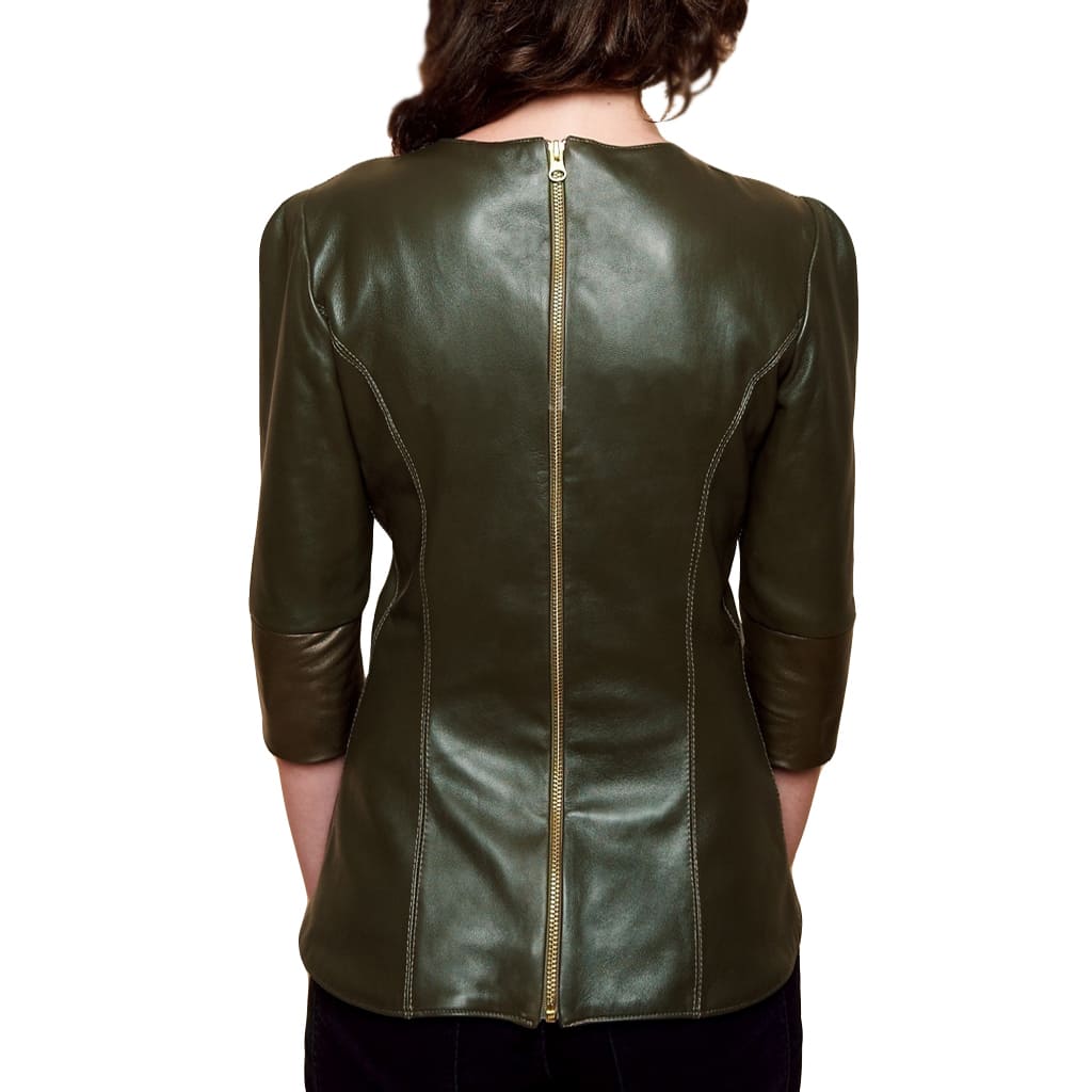 Green Leather Top for Women